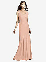 Front View Thumbnail - Pale Peach Sleeveless Seamed Bodice Trumpet Gown