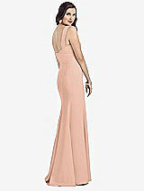 Rear View Thumbnail - Pale Peach Sleeveless Seamed Bodice Trumpet Gown
