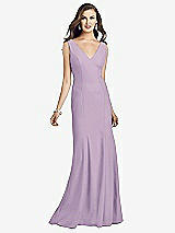 Front View Thumbnail - Pale Purple Sleeveless Seamed Bodice Trumpet Gown