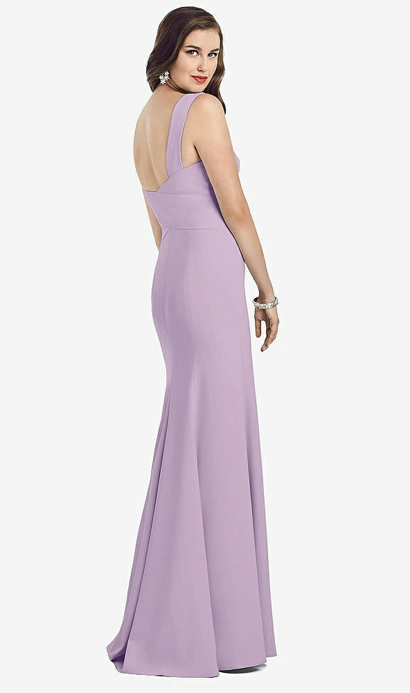 Back View - Pale Purple Sleeveless Seamed Bodice Trumpet Gown