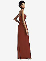 Rear View Thumbnail - Auburn Moon Strapless Chiffon Wide Leg Jumpsuit with Pockets