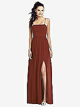 Front View Thumbnail - Auburn Moon Slim Spaghetti Strap Chiffon Dress with Front Slit