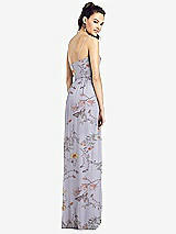 Rear View Thumbnail - Butterfly Botanica Silver Dove Slim Spaghetti Strap Chiffon Dress with Front Slit