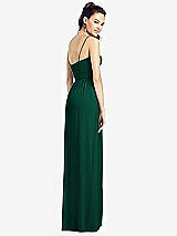 Rear View Thumbnail - Hunter Green Slim Spaghetti Strap Chiffon Dress with Front Slit