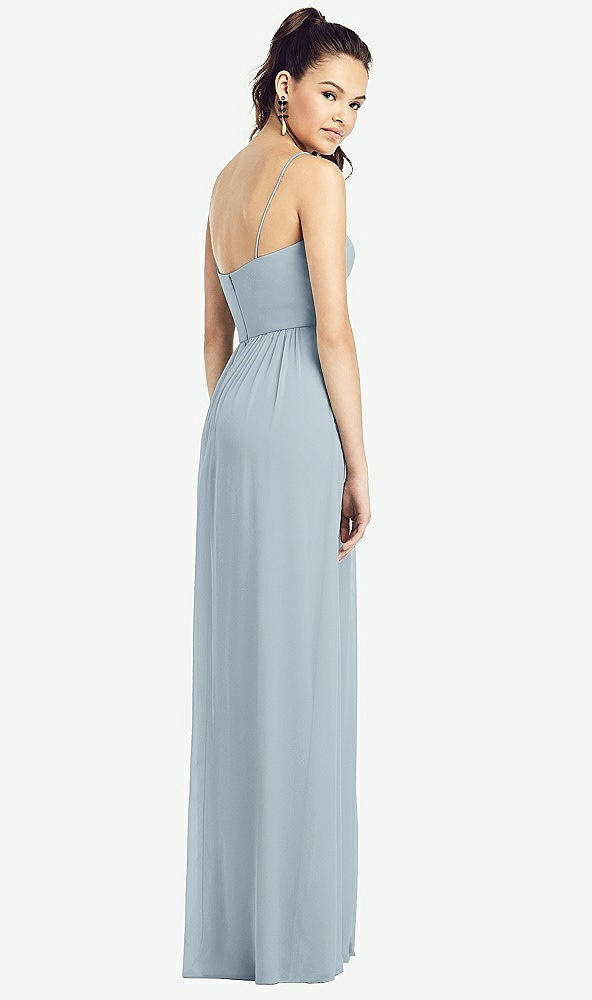 Back View - Mist Slim Spaghetti Strap Chiffon Dress with Front Slit