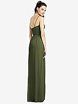 Rear View Thumbnail - Olive Green Slim Spaghetti Strap Chiffon Dress with Front Slit