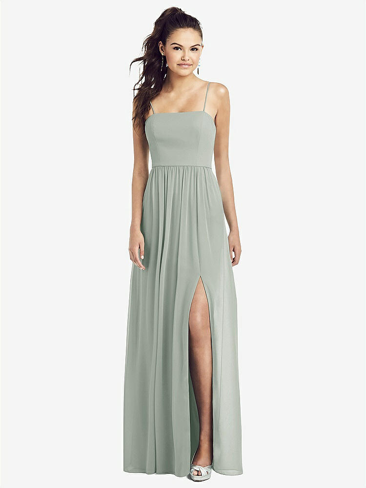 ■The tis■ TULIP TUCK DRESS_TT4W601BK Tie-back Cutout Trumpet Bridesmaid Dress With Front Slit In