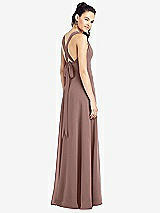 Rear View Thumbnail - Sienna & Light Nude Adjustable Strap Illusion Neck Chiffon Gown