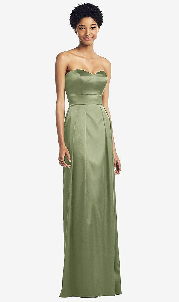 Front View - Kiwi Sweetheart Strapless Pleated Skirt Dress with Pockets