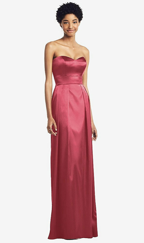 Front View - Nectar Sweetheart Strapless Pleated Skirt Dress with Pockets