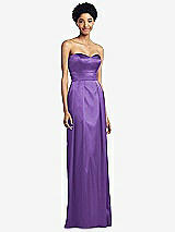 Front View Thumbnail - Pansy Sweetheart Strapless Pleated Skirt Dress with Pockets