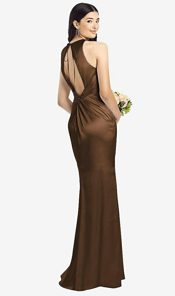 Front View - Latte Sleeveless Open Twist-Back Maxi Dress