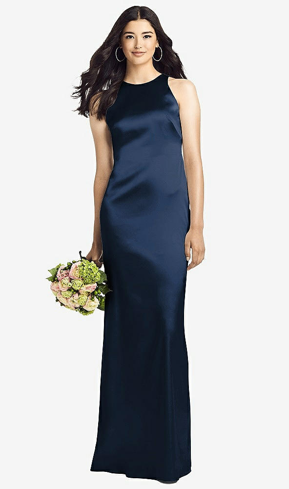 Back View - Midnight Navy Sleeveless Open Twist-Back Maxi Dress