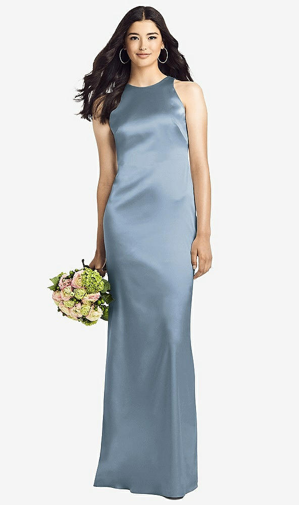 Back View - Slate Sleeveless Open Twist-Back Maxi Dress