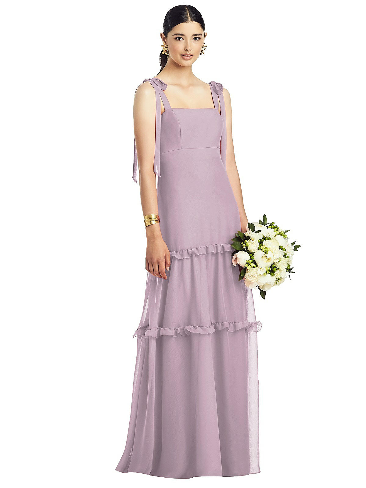 パーティードレス Velvet Ties Silk-chiffon Dress 9725-SURS-front!bgwh-yawah.jpg