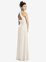 Front View Thumbnail - Ivory Shirred Jewel Neck Chiffon Juniors Dress