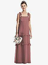 Front View Thumbnail - Rosewood Tie-Shoulder Juniors Dress with Tiered Ruffle Skirt