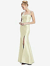 Front View Thumbnail - Butter Yellow Bustier Bodice Satin Trumpet Gown