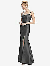 Front View Thumbnail - Gunmetal Bustier Bodice Satin Trumpet Gown