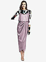 Alt View 1 Thumbnail - Suede Rose Popover Bodice Midi Dress with Draped Tulip Skirt