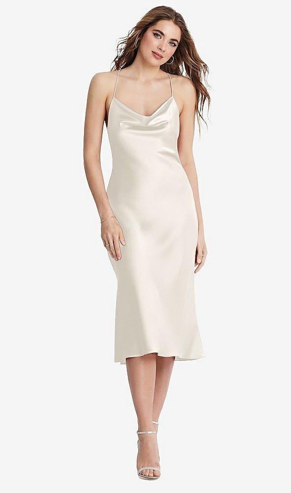Front View - Ivory Cowl-Neck Convertible Midi Slip Dress - Piper
