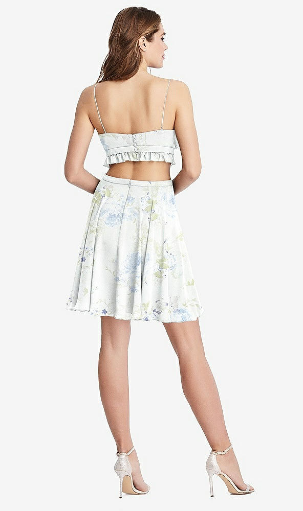 Back View - Bleu Garden Ruffled Chiffon Cutout Mini Dress - Joey