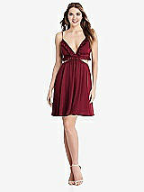 Front View Thumbnail - Burgundy Ruffled Chiffon Cutout Mini Dress - Joey