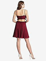 Rear View Thumbnail - Burgundy Ruffled Chiffon Cutout Mini Dress - Joey
