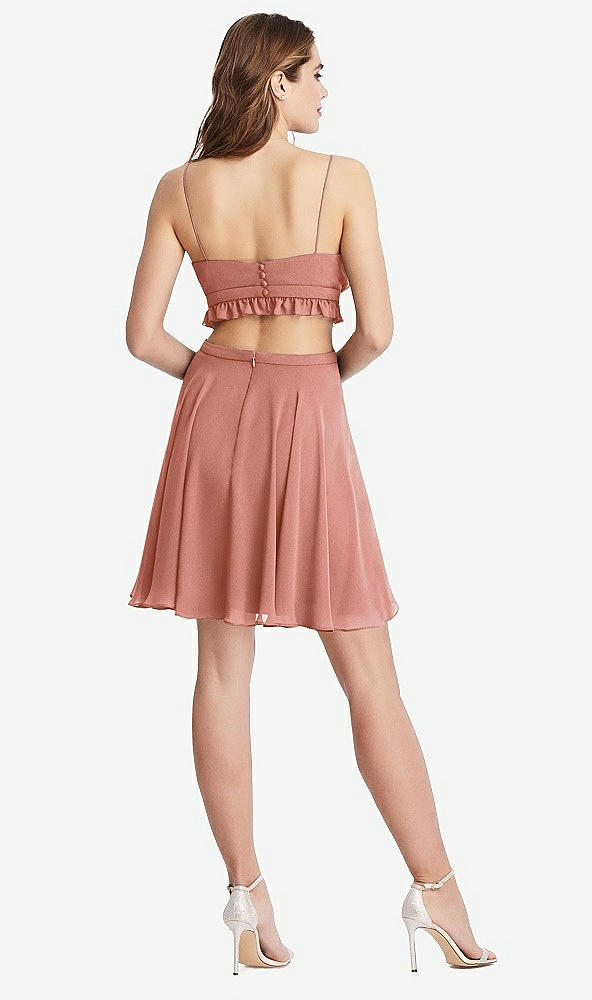 Back View - Desert Rose Ruffled Chiffon Cutout Mini Dress - Joey