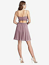 Rear View Thumbnail - Dusty Rose Ruffled Chiffon Cutout Mini Dress - Joey