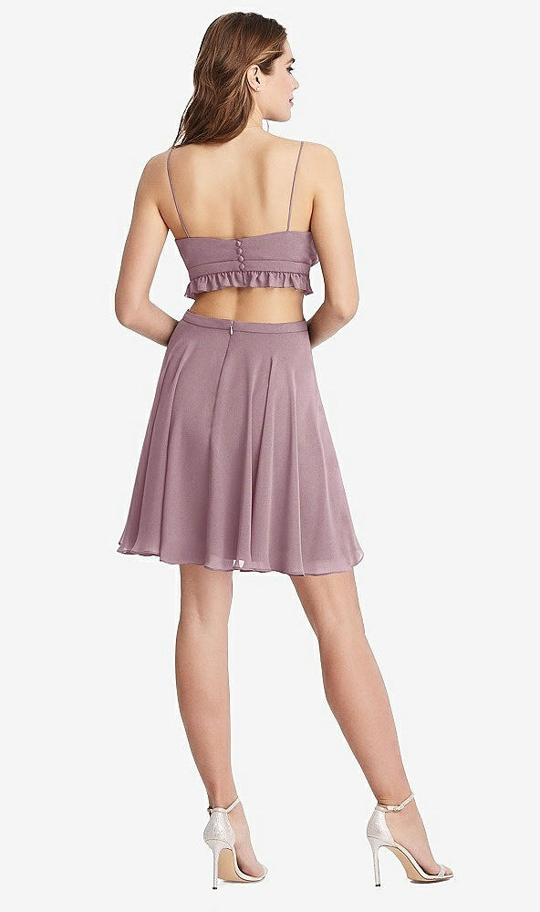 Back View - Dusty Rose Ruffled Chiffon Cutout Mini Dress - Joey