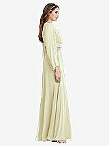Side View Thumbnail - Butter Yellow Bishop Sleeve Ruffled Chiffon Cutout Maxi Dress - Harlow 