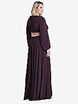 Alt View 2 Thumbnail - Aubergine Bishop Sleeve Ruffled Chiffon Cutout Maxi Dress - Harlow 