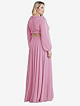 Alt View 2 Thumbnail - Powder Pink Bishop Sleeve Ruffled Chiffon Cutout Maxi Dress - Harlow 