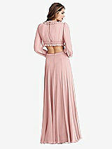 Rear View Thumbnail - Rose Bishop Sleeve Ruffled Chiffon Cutout Maxi Dress - Harlow 