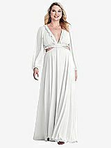 Alt View 1 Thumbnail - White Bishop Sleeve Ruffled Chiffon Cutout Maxi Dress - Harlow 
