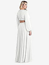 Alt View 2 Thumbnail - White Bishop Sleeve Ruffled Chiffon Cutout Maxi Dress - Harlow 