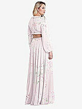 Alt View 2 Thumbnail - Watercolor Print Bishop Sleeve Ruffled Chiffon Cutout Maxi Dress - Harlow 