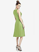 Rear View Thumbnail - Mojito Sleeveless V-Neck Satin Midi Dress with Pockets