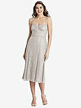 Front View Thumbnail - Oyster Lace Bustier Midi Dress with Spaghetti Straps
