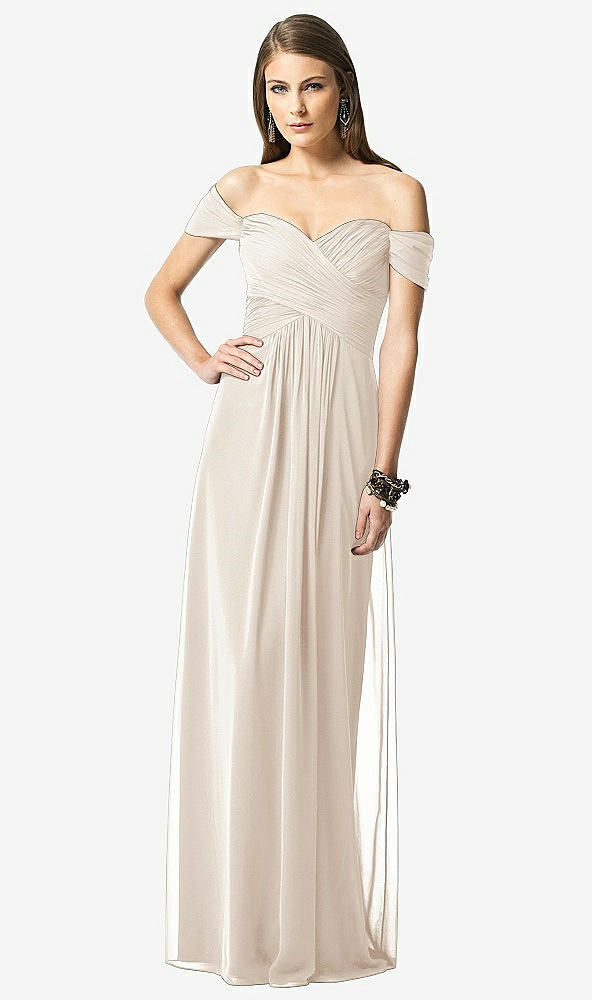 Front View - Oat Off-the-Shoulder Ruched Chiffon Maxi Dress - Alessia