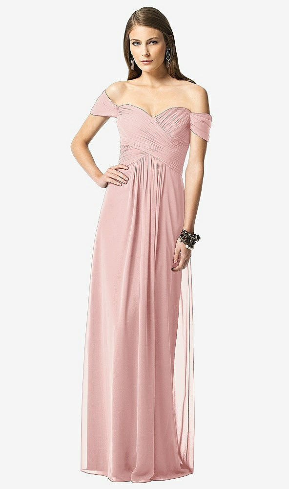 Front View - Rose Off-the-Shoulder Ruched Chiffon Maxi Dress - Alessia