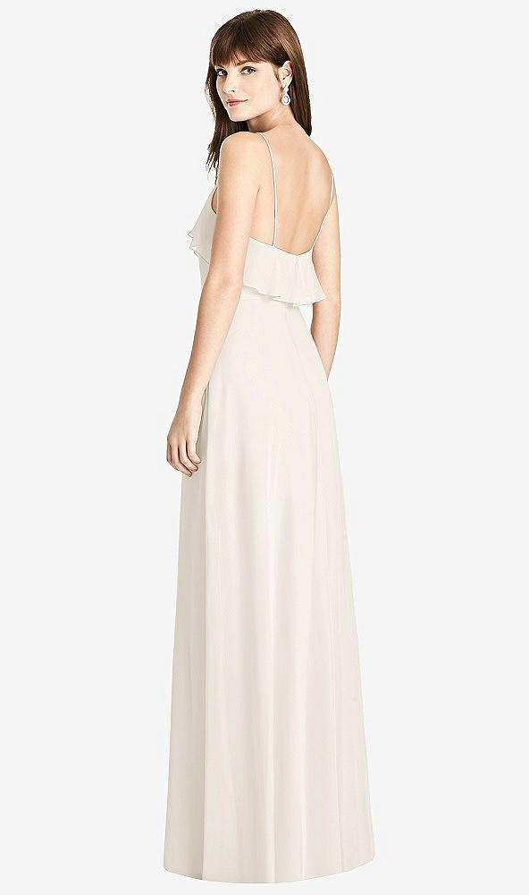 Back View - Ivory Ruffle-Trimmed Backless Maxi Dress
