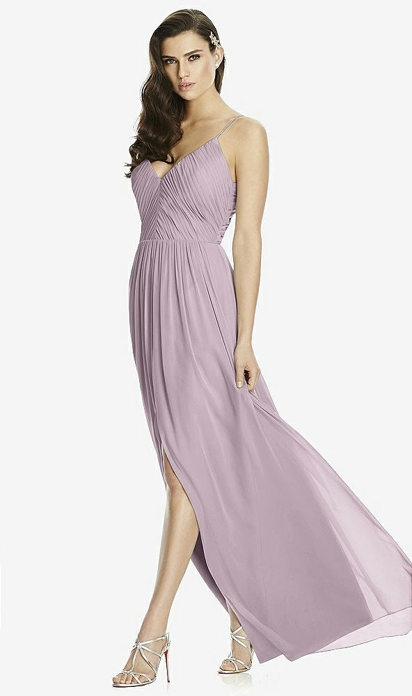 Front View - Lilac Dusk Deep V-Back Shirred Maxi Dress - Ensley