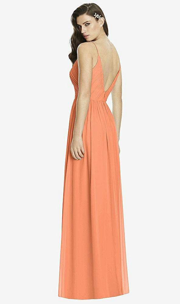 Back View - Sweet Melon Deep V-Back Shirred Maxi Dress - Ensley