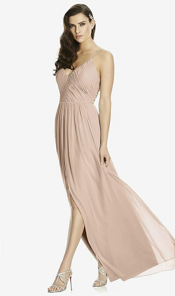 Front View - Topaz Deep V-Back Shirred Maxi Dress - Ensley