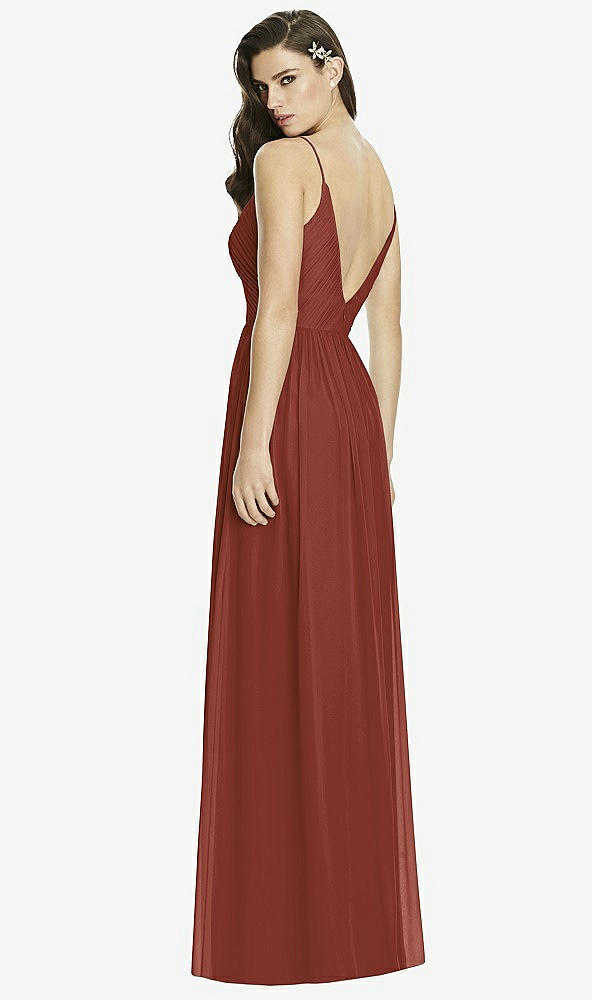 Back View - Auburn Moon Deep V-Back Shirred Maxi Dress - Ensley
