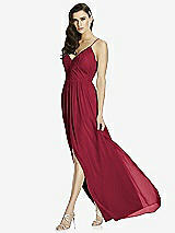 Front View Thumbnail - Burgundy Deep V-Back Shirred Maxi Dress - Ensley