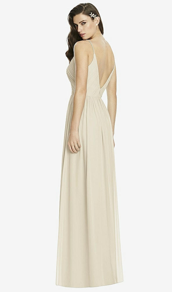 Back View - Champagne Deep V-Back Shirred Maxi Dress - Ensley