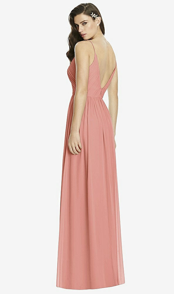 Back View - Desert Rose Deep V-Back Shirred Maxi Dress - Ensley